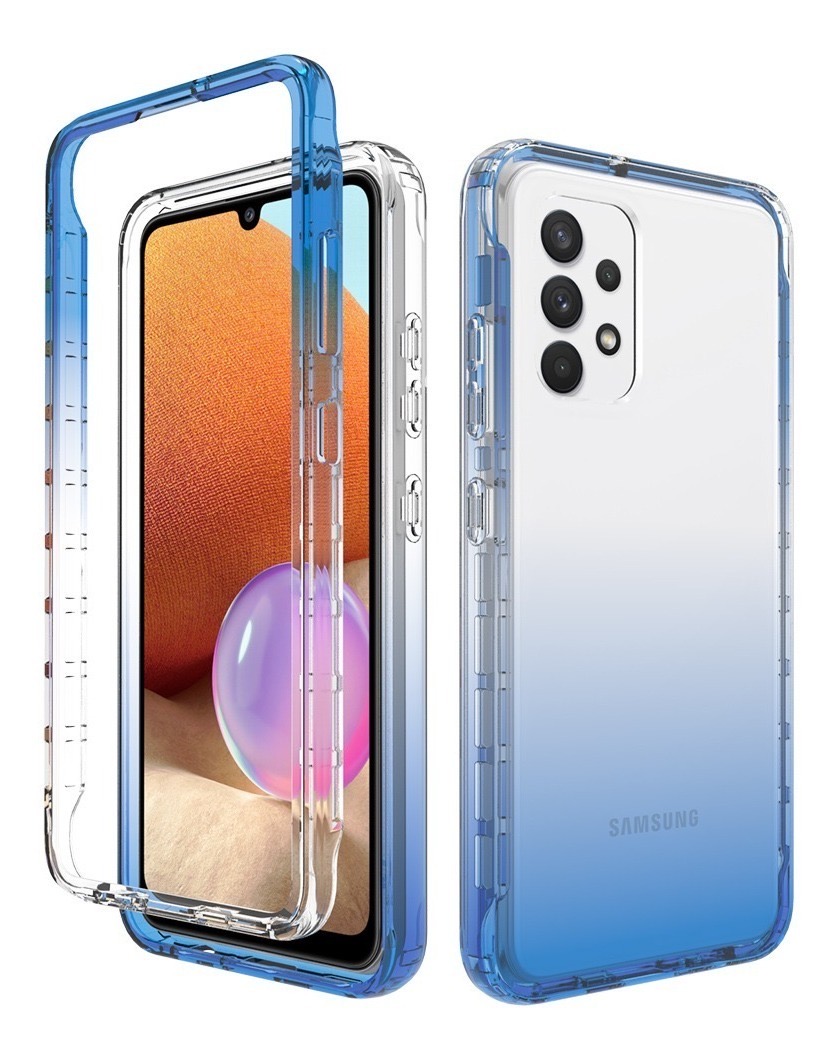 Funda 360 Uso Rudo Bicolor Transparente FUNBU Samsung/Huawei (Samsung A32 4G) color azul