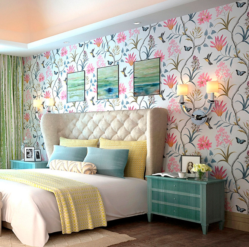 Papel Tapiz Vinílico Autoadhesivo Colibrí Amarillo