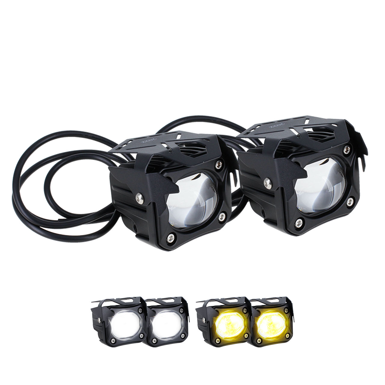 Par Faro Tipo Buho Bicolor 1 Led Lupa Exploradora Auto Moto