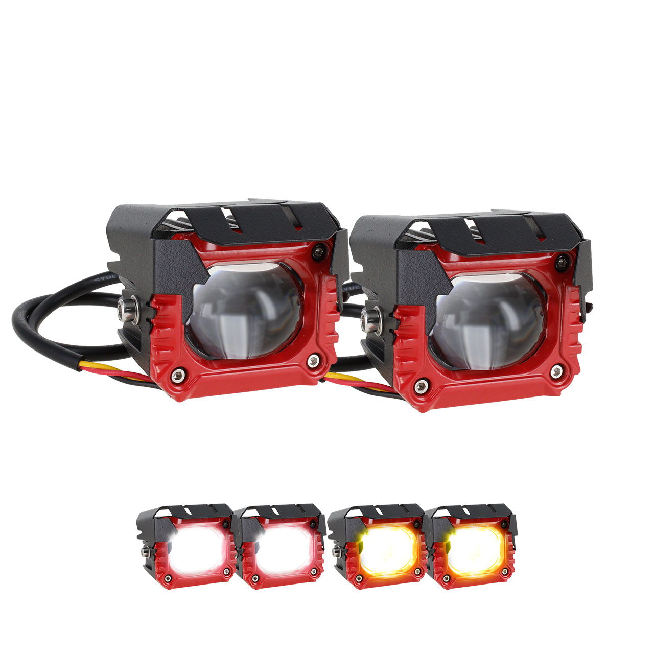 Par Faro Tipo Buho Bicolor 1 Led Lupa Exploradora Auto Moto