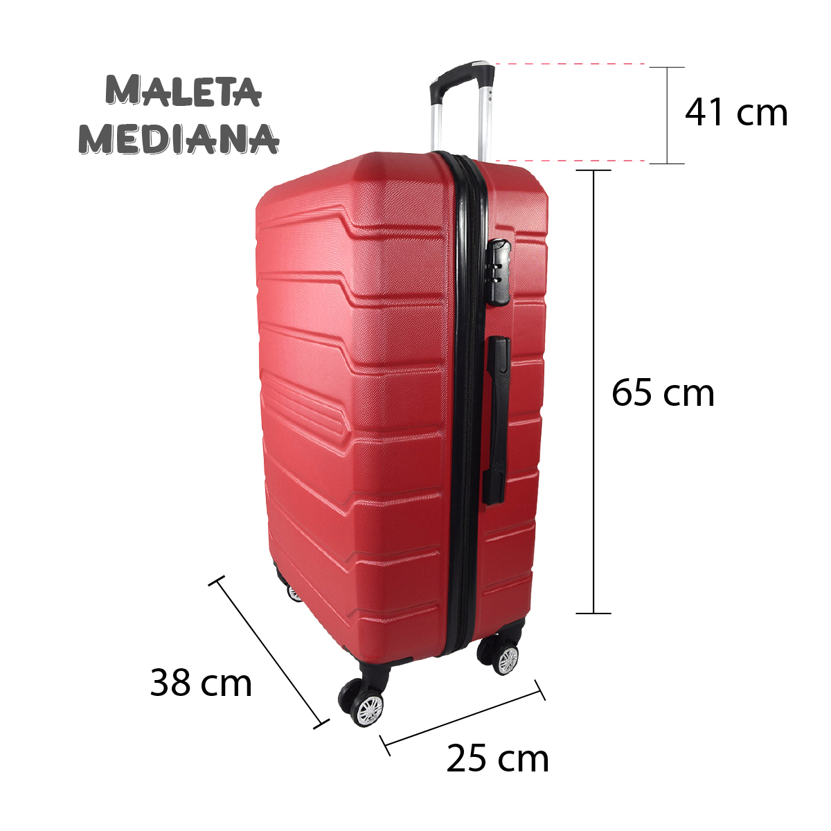 Maleta Para Viaje Con Candado De Seguridad Mediana Roja