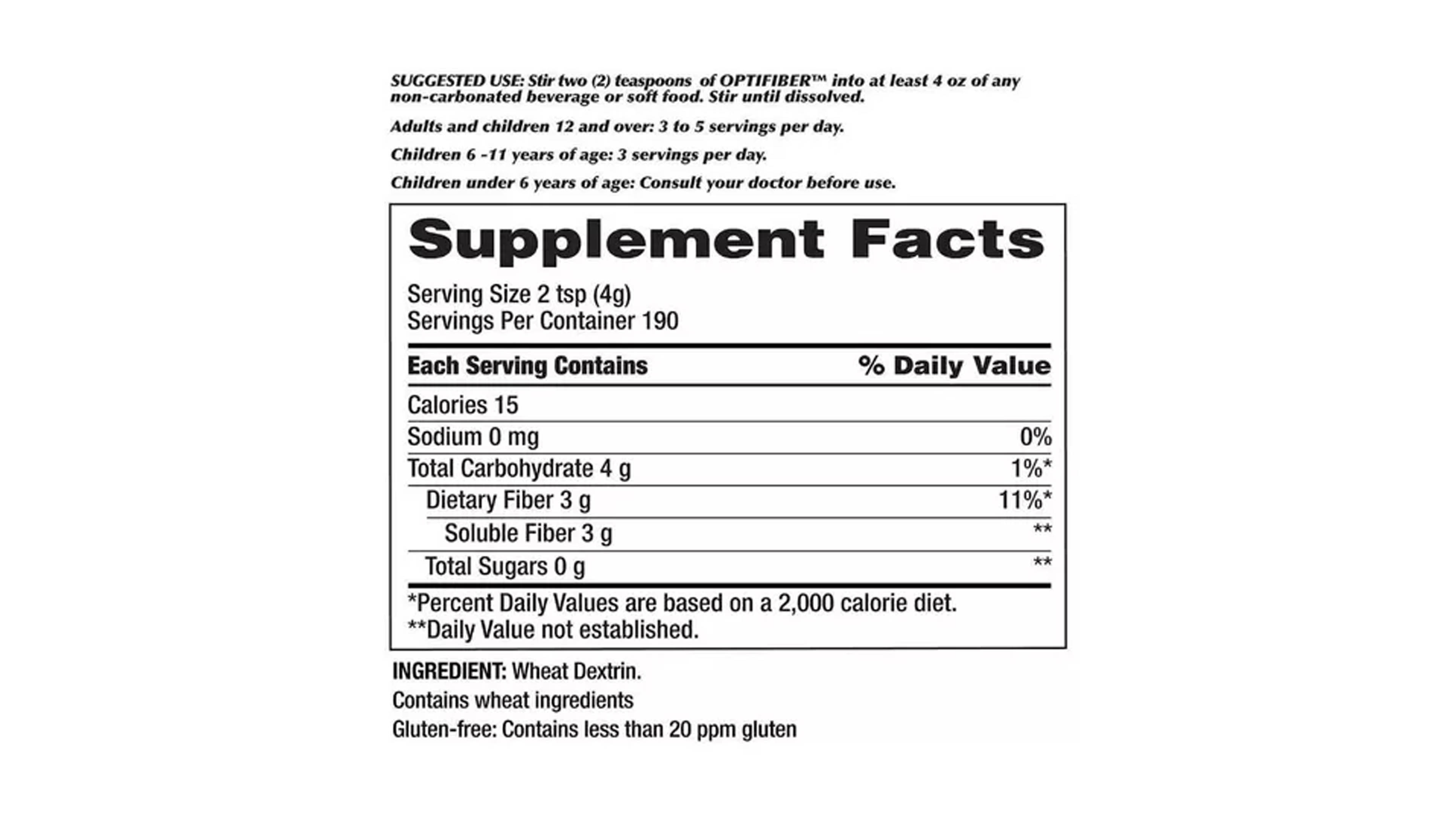 Suplemento Fibra Optifiber Kirkland 190serv Salud Intestinal 