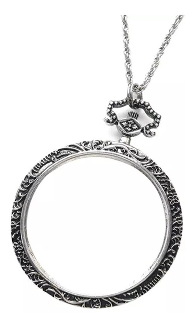 Collar Lupa 3x Para Lectura Periódico Mapas Vintage Cadena