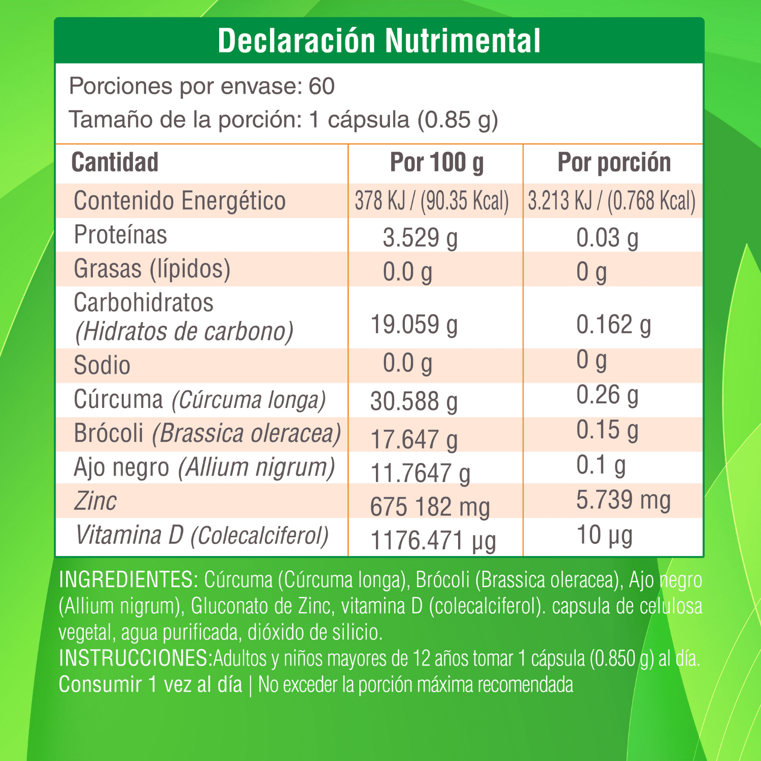 Cúrcuma orgánica con Ajo Negro, Zinc y Vitamina D | Nutracomplex | Nutrasien100 | Suplemento natural | 60 Porciones