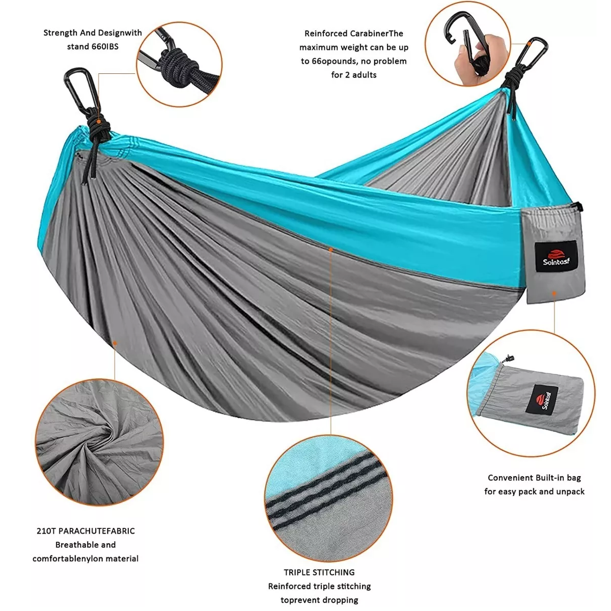 Hamaca Colgante Portatil Nailon Para 2 Personas