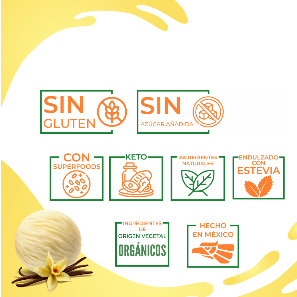 Nutrasien100 Proteína en polvo sabor Vainilla 22 g proteína por porción Keto Pre workout Sin Azúcar 500g - 17 porciones