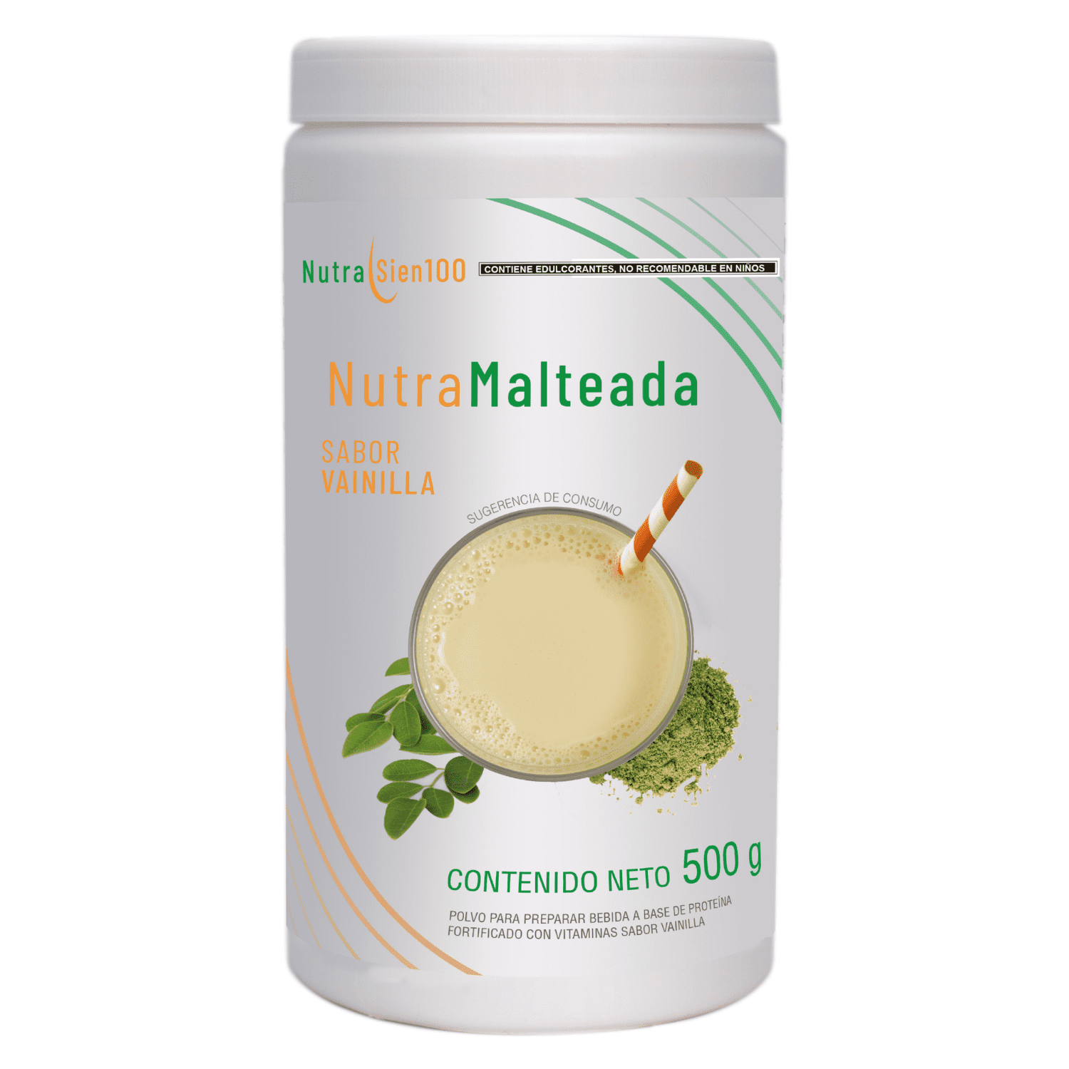 Nutrasien100 Malteada en Polvo Vainilla 500g 14gr Proteína Sin azúcar