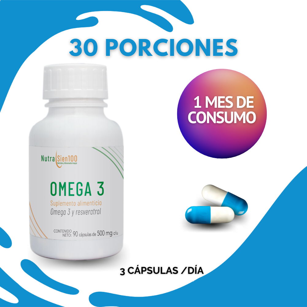 Nutrasien100 OMEGA 3 Puro de Salmón con Resveratrol 900 mg Omega 3 Alta concentración 90 cápsulas. No se repite