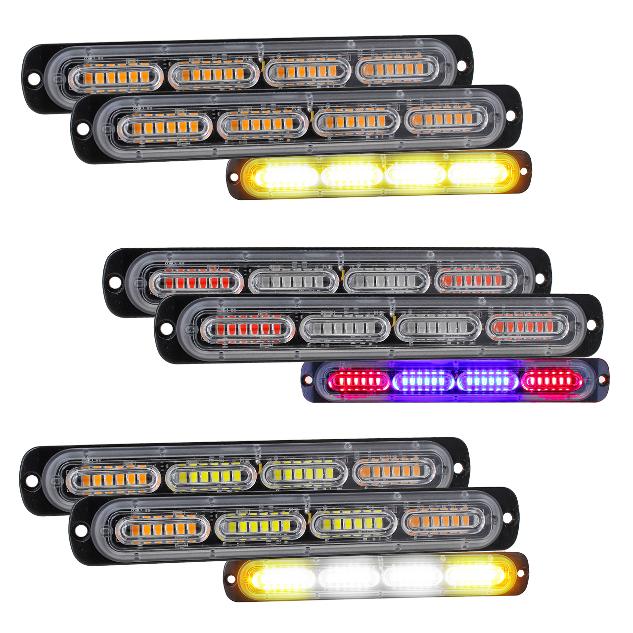 Par Estrobo Codigo 24 Led Slim Bicolor Auto Moto 10-30v