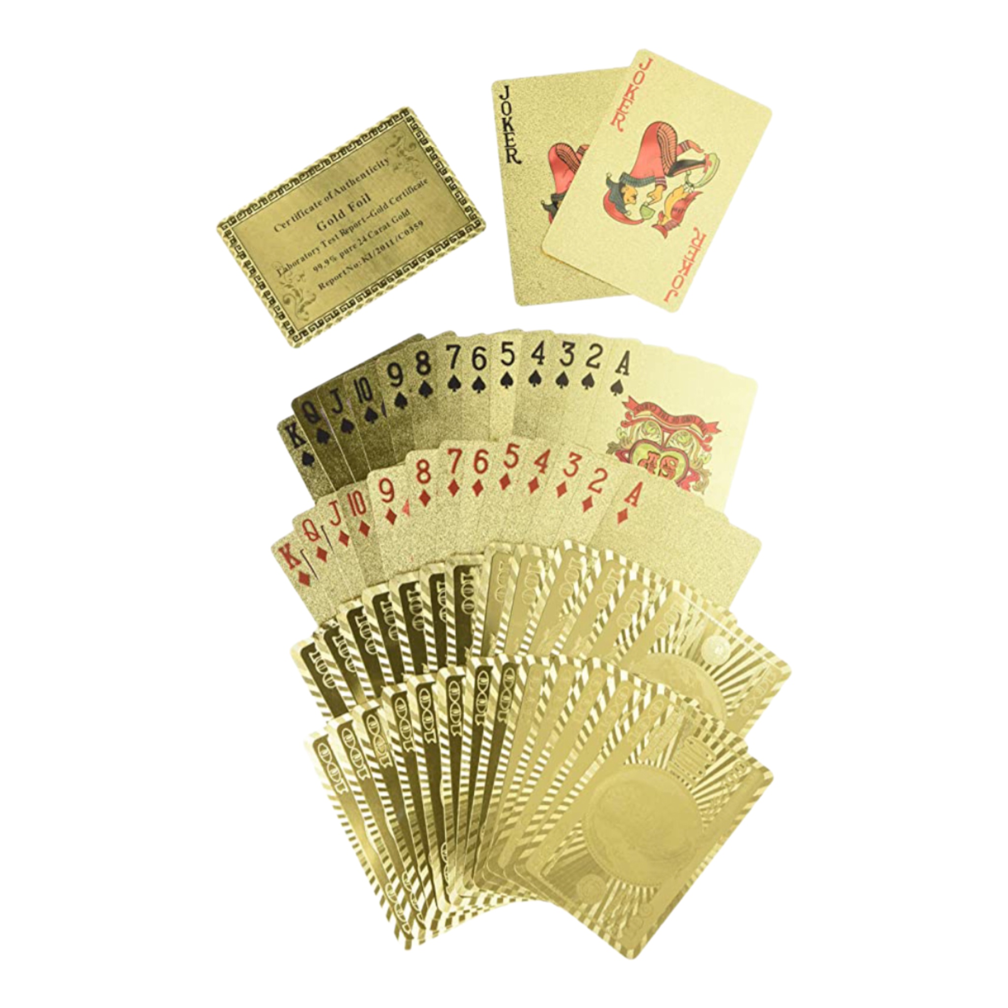 Baraja Dorada Poker Gold 100 Dolares Cartas