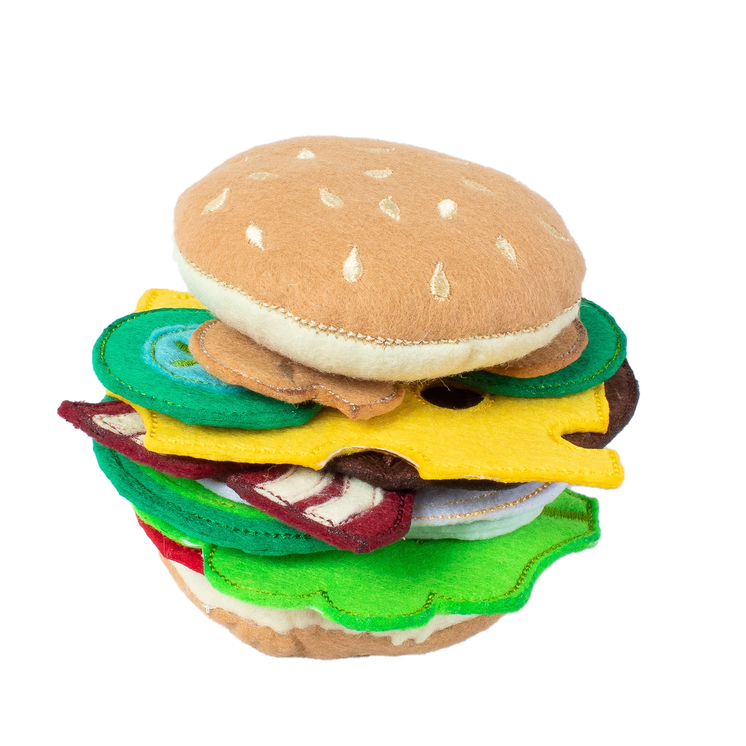 Juguete Didáctico Hamburguesa Con Ingredientes De Fieltro.