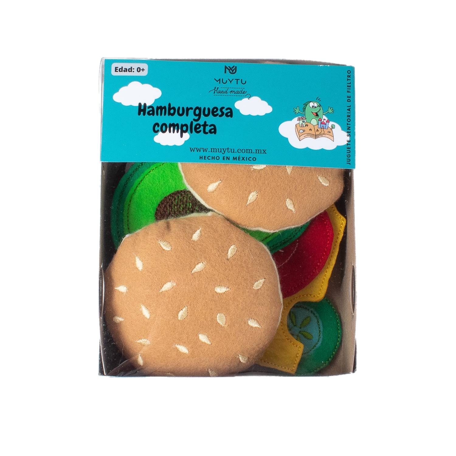 Juguete Didáctico Hamburguesa Con Ingredientes De Fieltro.