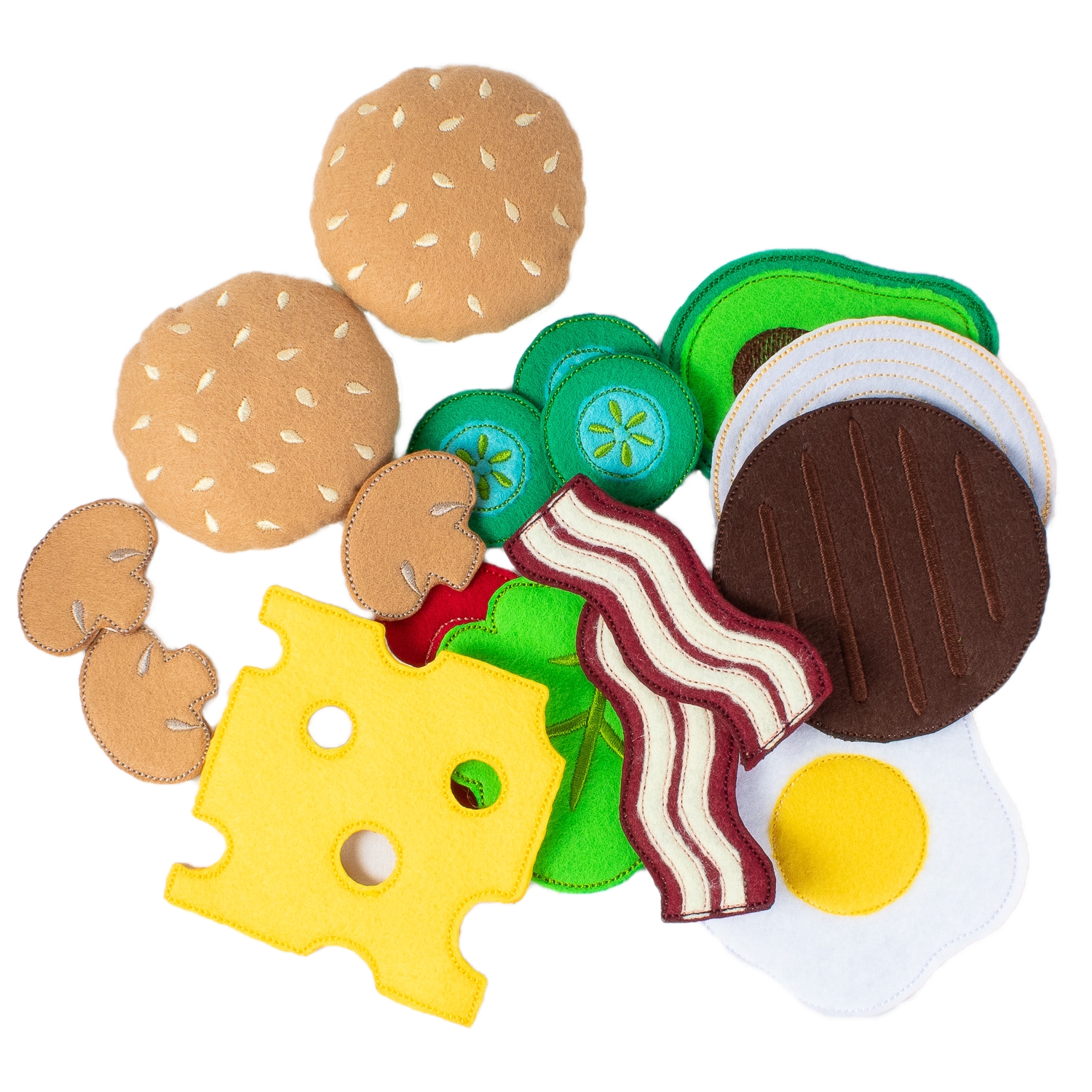 Juguete Didáctico Hamburguesa Con Ingredientes De Fieltro.