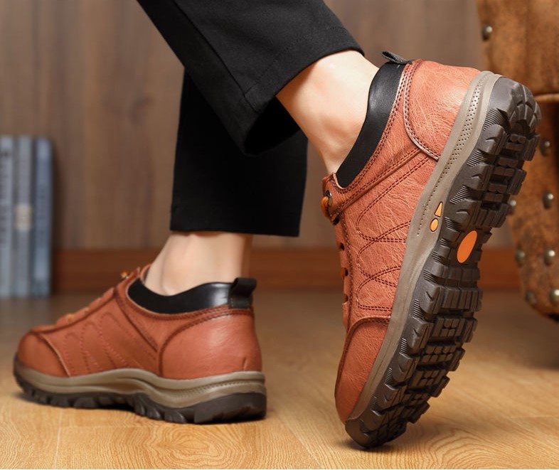 Tenis Senderismo Hombre Suela Antideslizante Piel Sintética