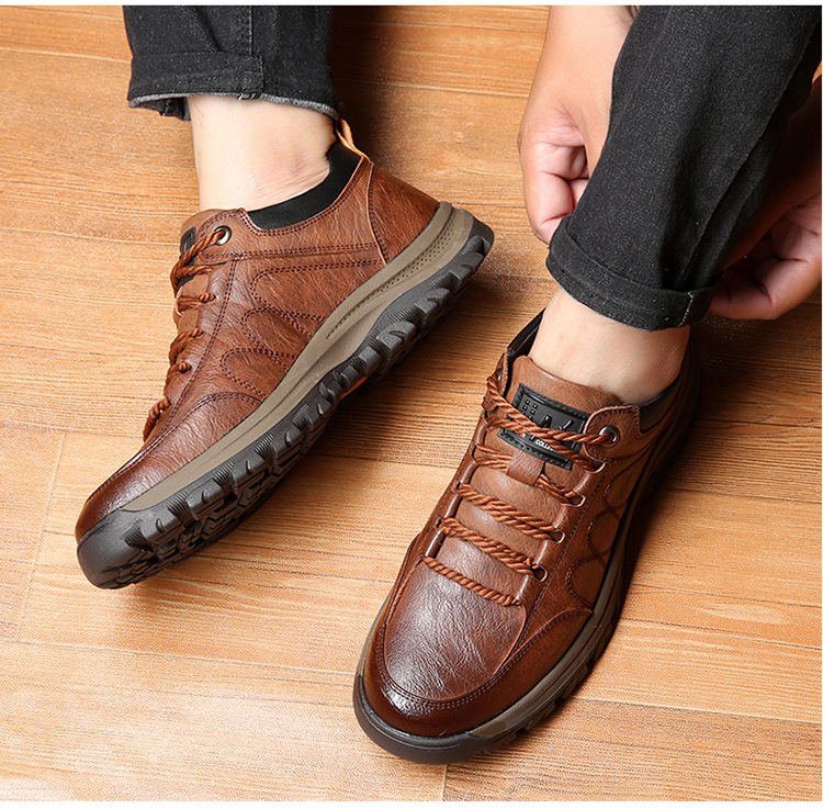 Tenis Senderismo Hombre Suela Antideslizante Piel Sintética