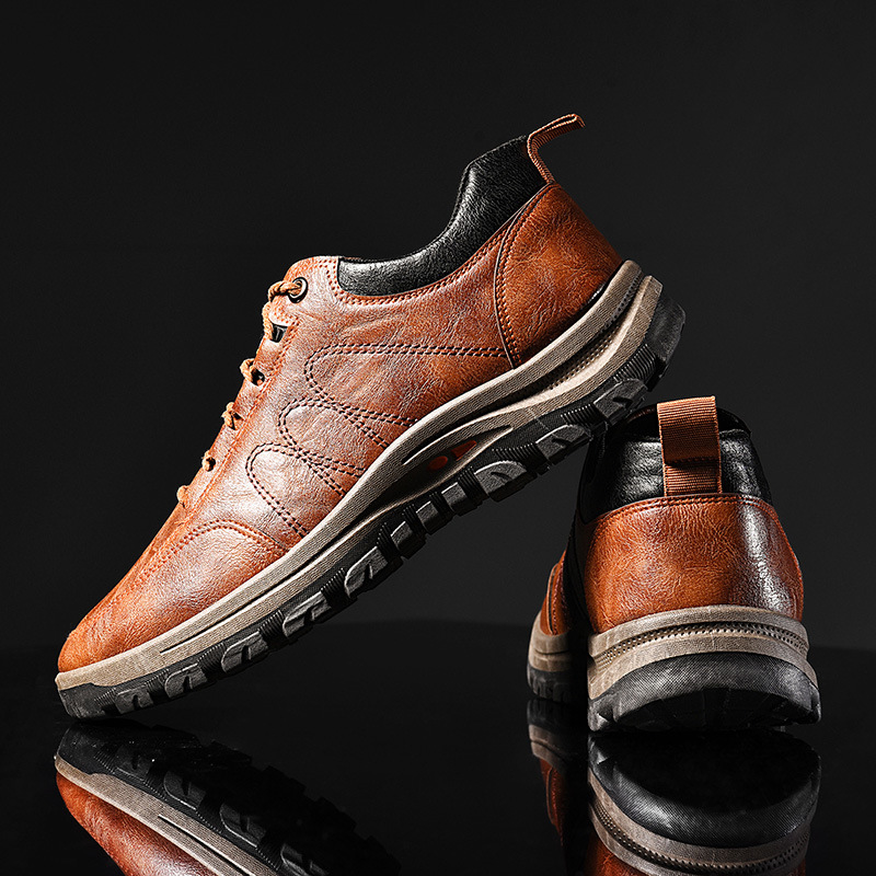 Tenis Senderismo Hombre Suela Antideslizante Piel Sintética