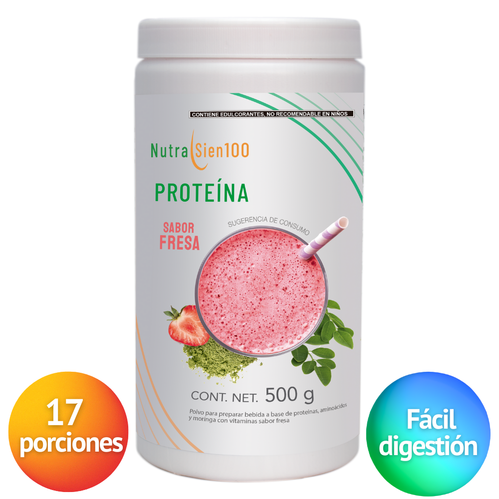 Proteína en polvo Fresa Keto Pre-workout 22g proteína NO Azúcar NO Gluten 500g