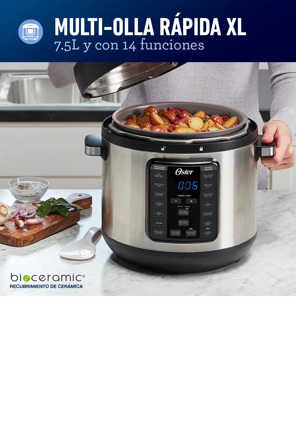 Multi-olla Rápida Xl Oster Ckstpcec8801 7.5l 14 Funciones