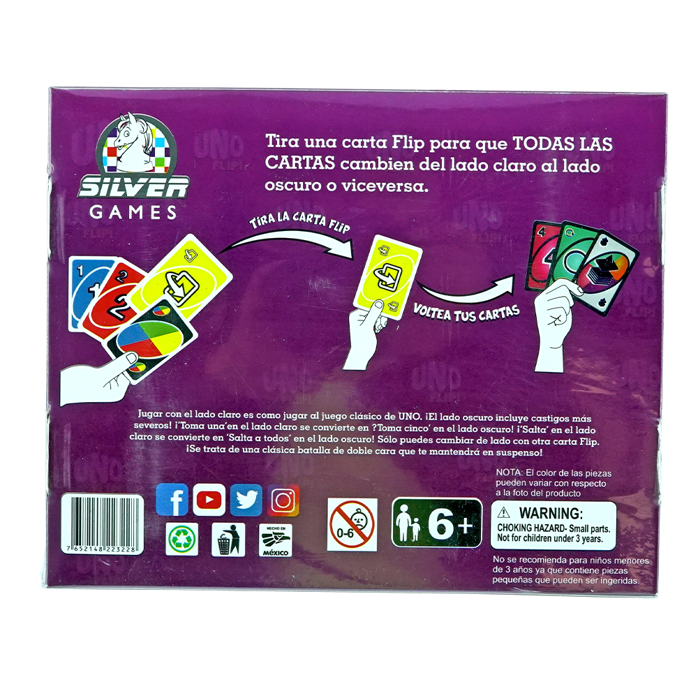Juego de Mesa Silver Games 22322 Uno Flip Morado