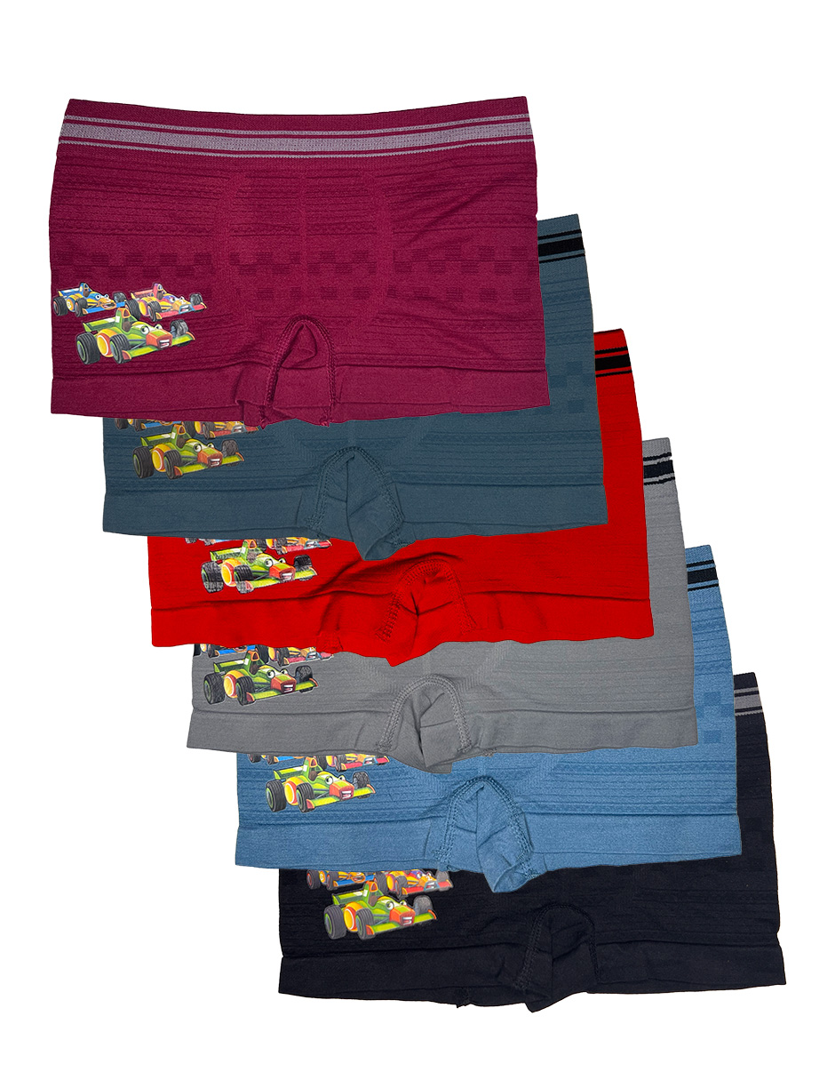 Paquete 6 Boxers Niño Con Divertidos Diseños Teen Sport Pack Incluye 6 Diferentes Colores