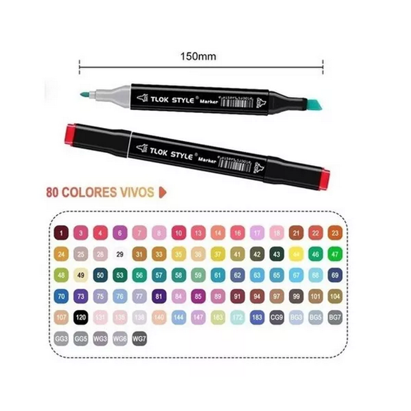 Marcadores Doble Punta Plumones Punta Iforu 80 Colores