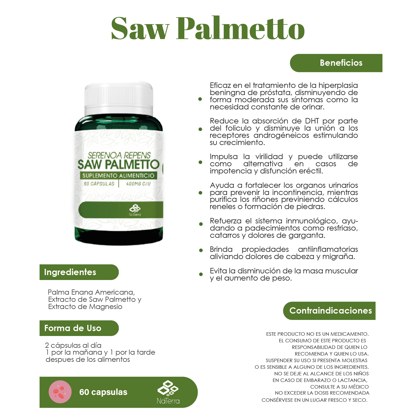 Saw Palmetto NaTerra 60 capsulas