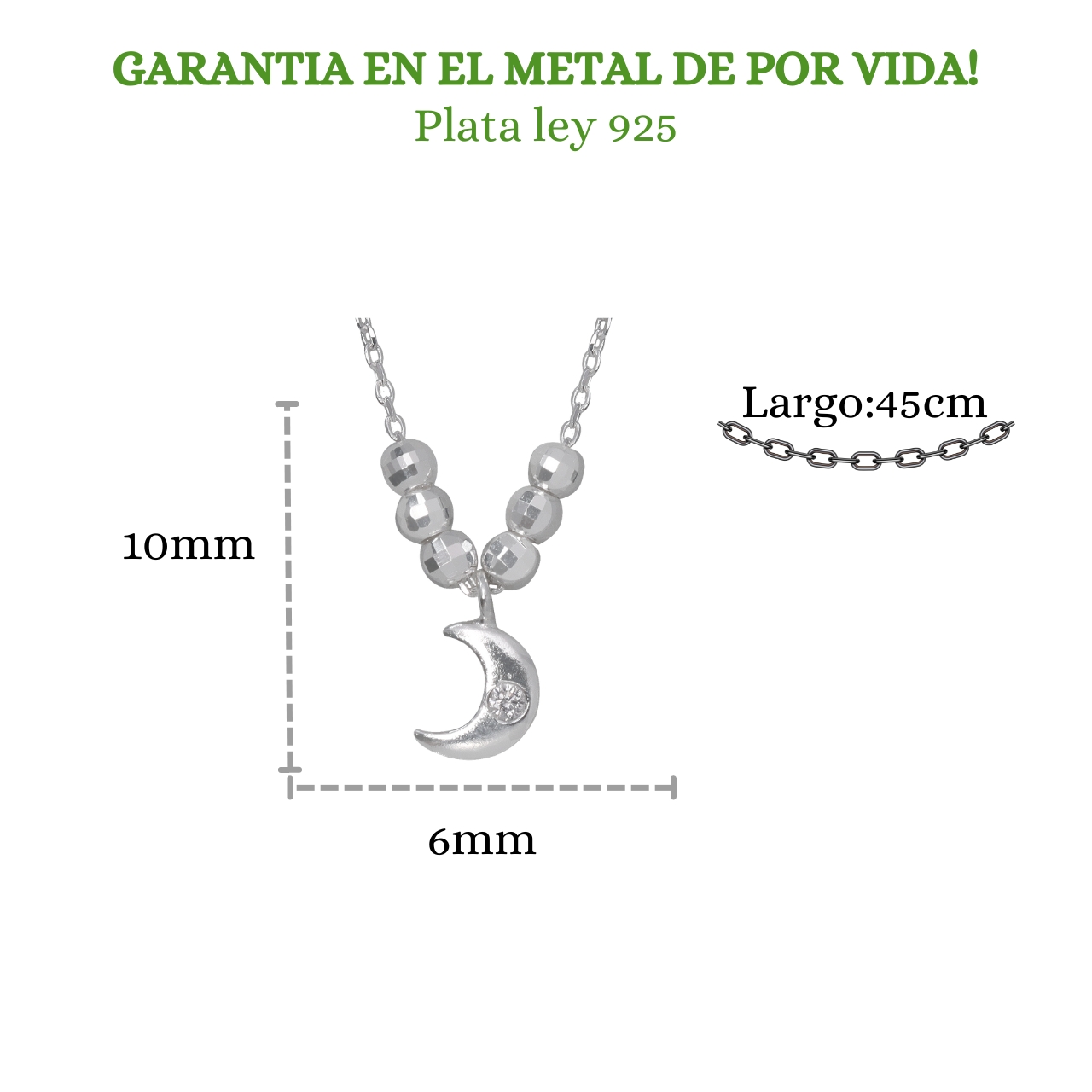 Collar Semanario Con Medalla / Dije Luna Plata Ley 925