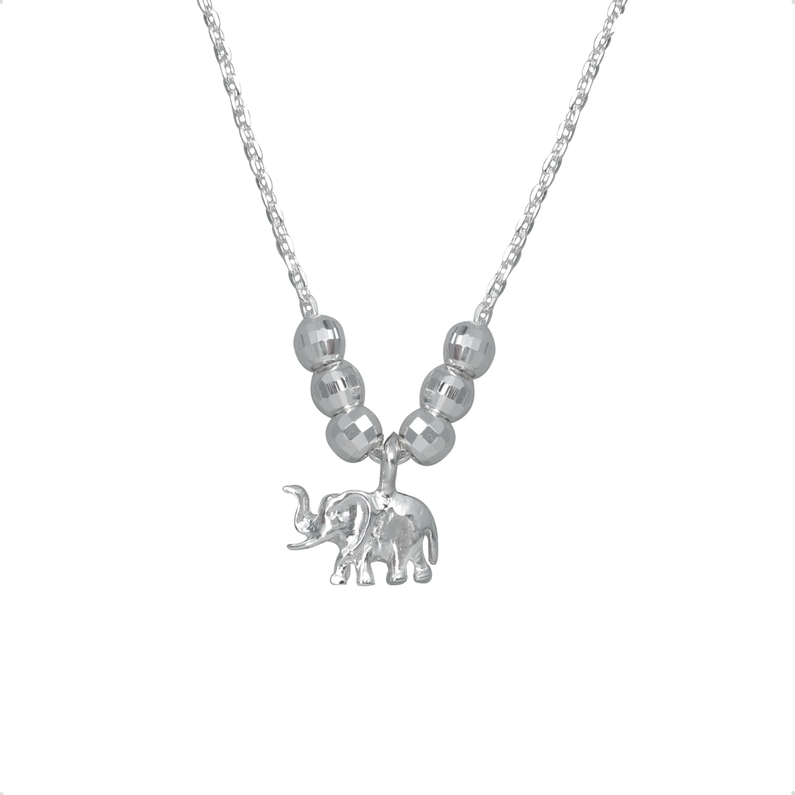 Collar Semanario Con Medalla / Dije Elefante Plata Ley 925