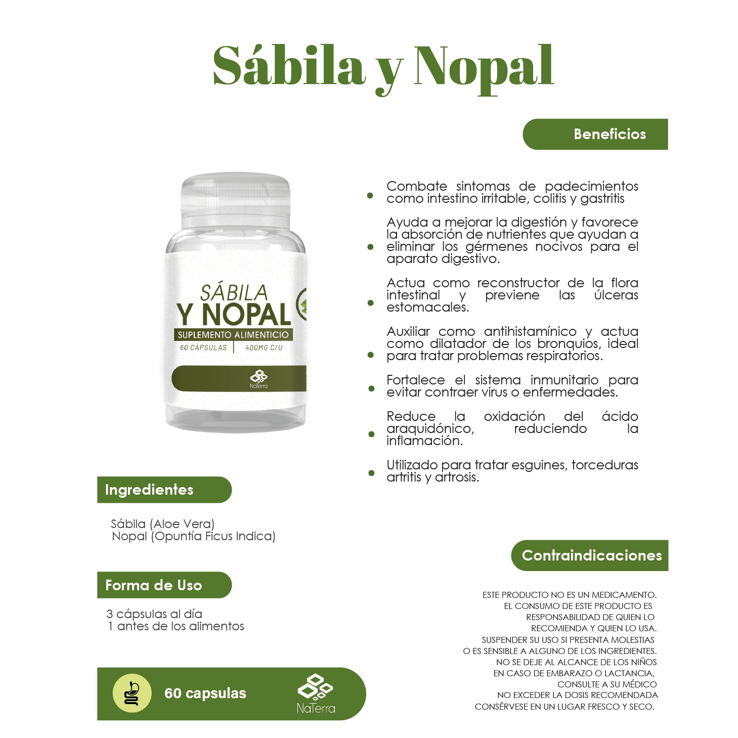 Sabila y Nopal NaTerra 60capsulas