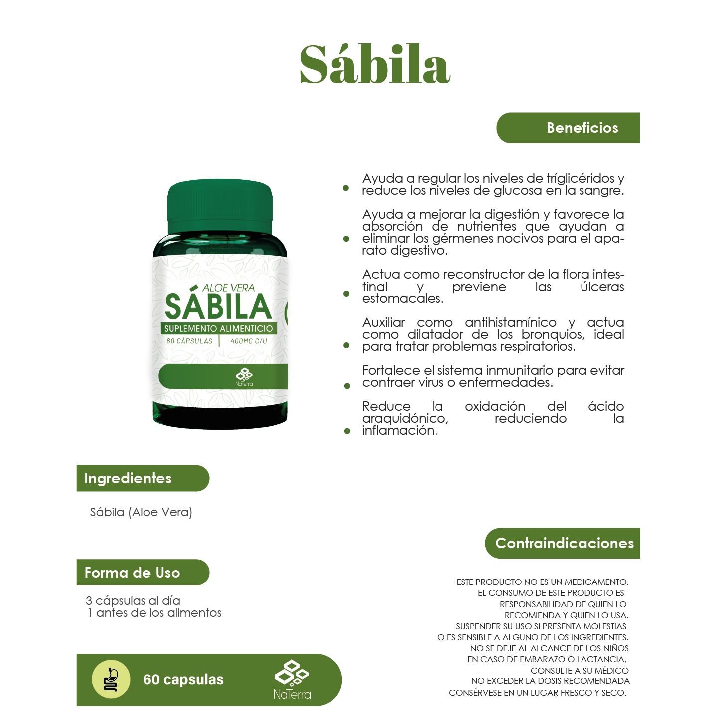 Sabila NaTerra 60 Capsulas