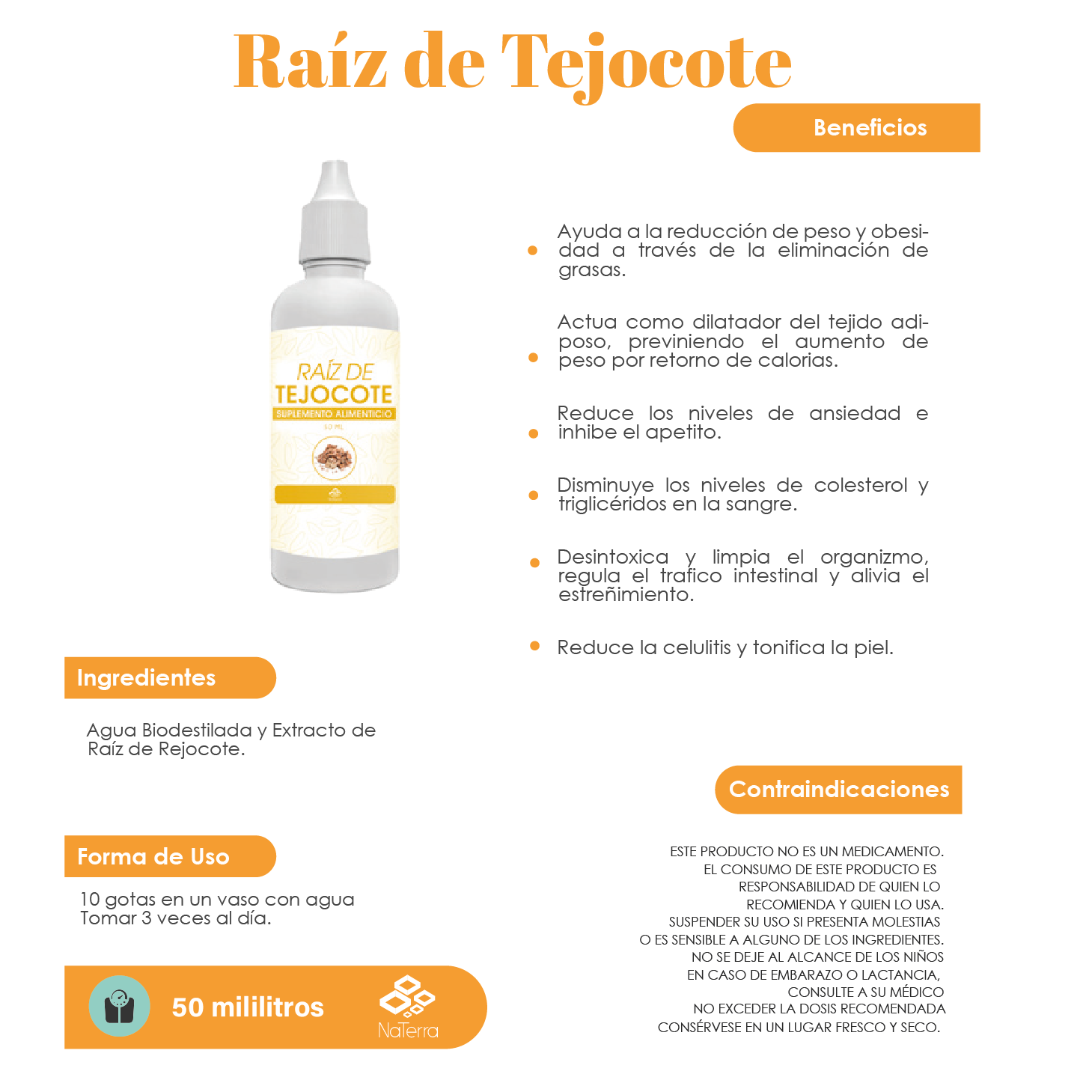 Raiz de Tejocote Gotas NaTerra 50ml