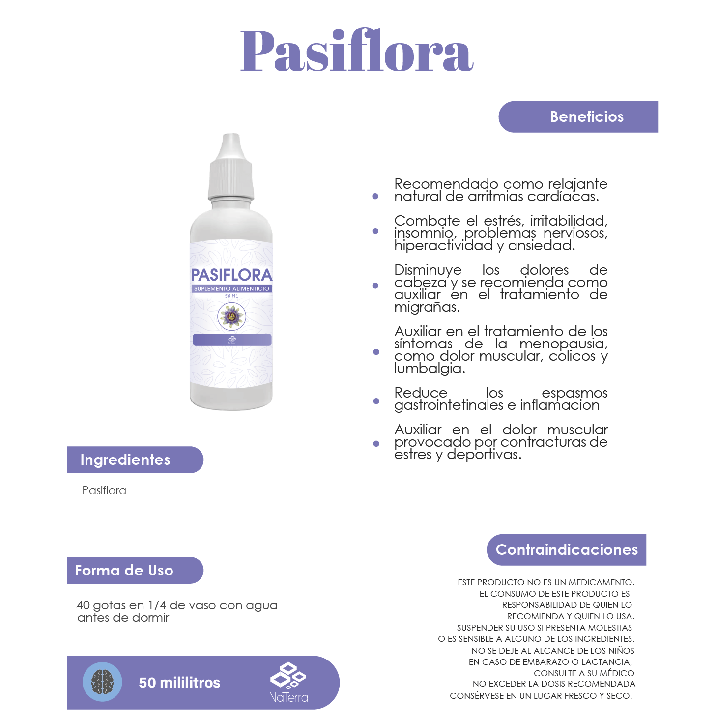 Pasiflora Extracto Gotas NaTerra 50ml