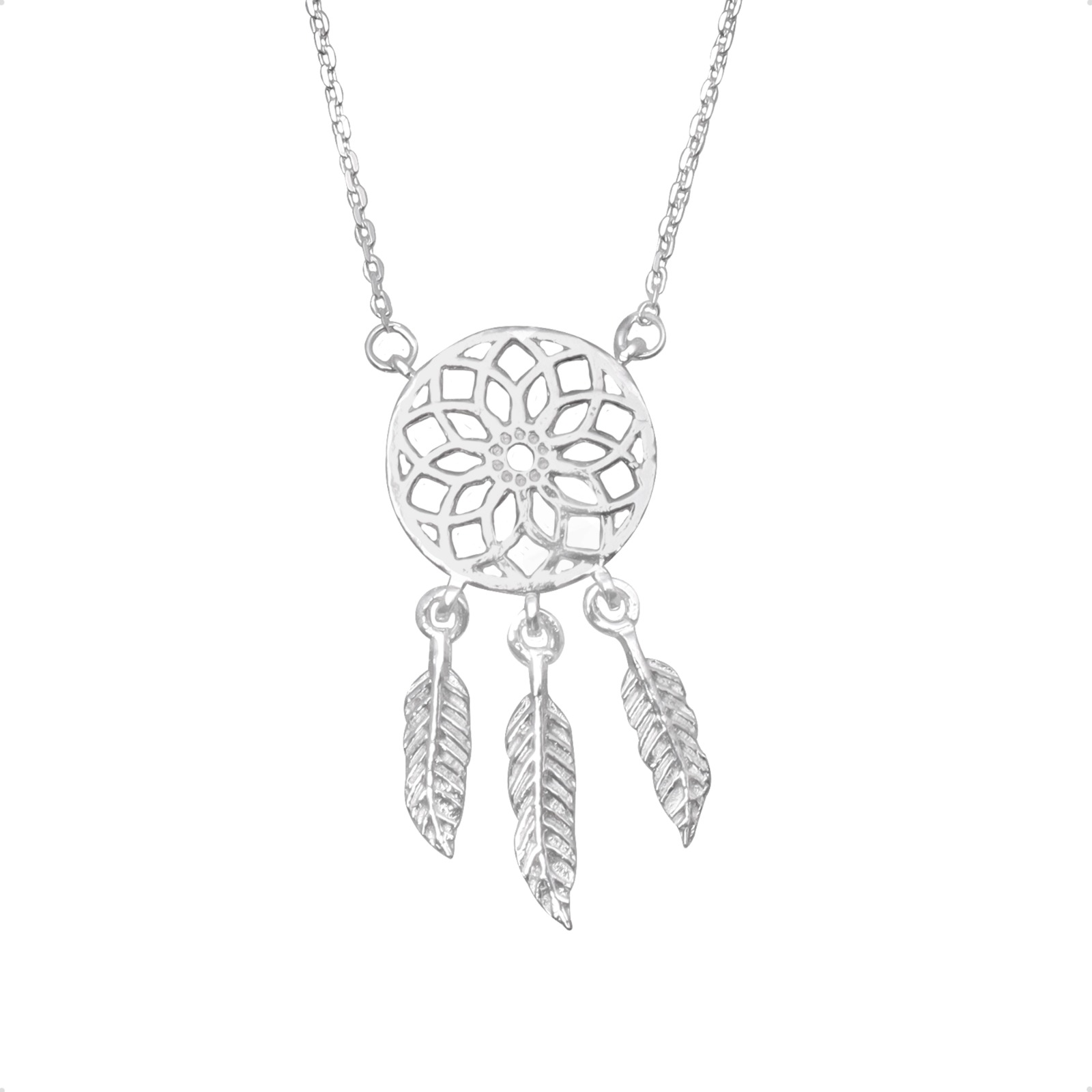 Collar Semanario Con Medalla Dije Atrapasueños Plata Ley 925