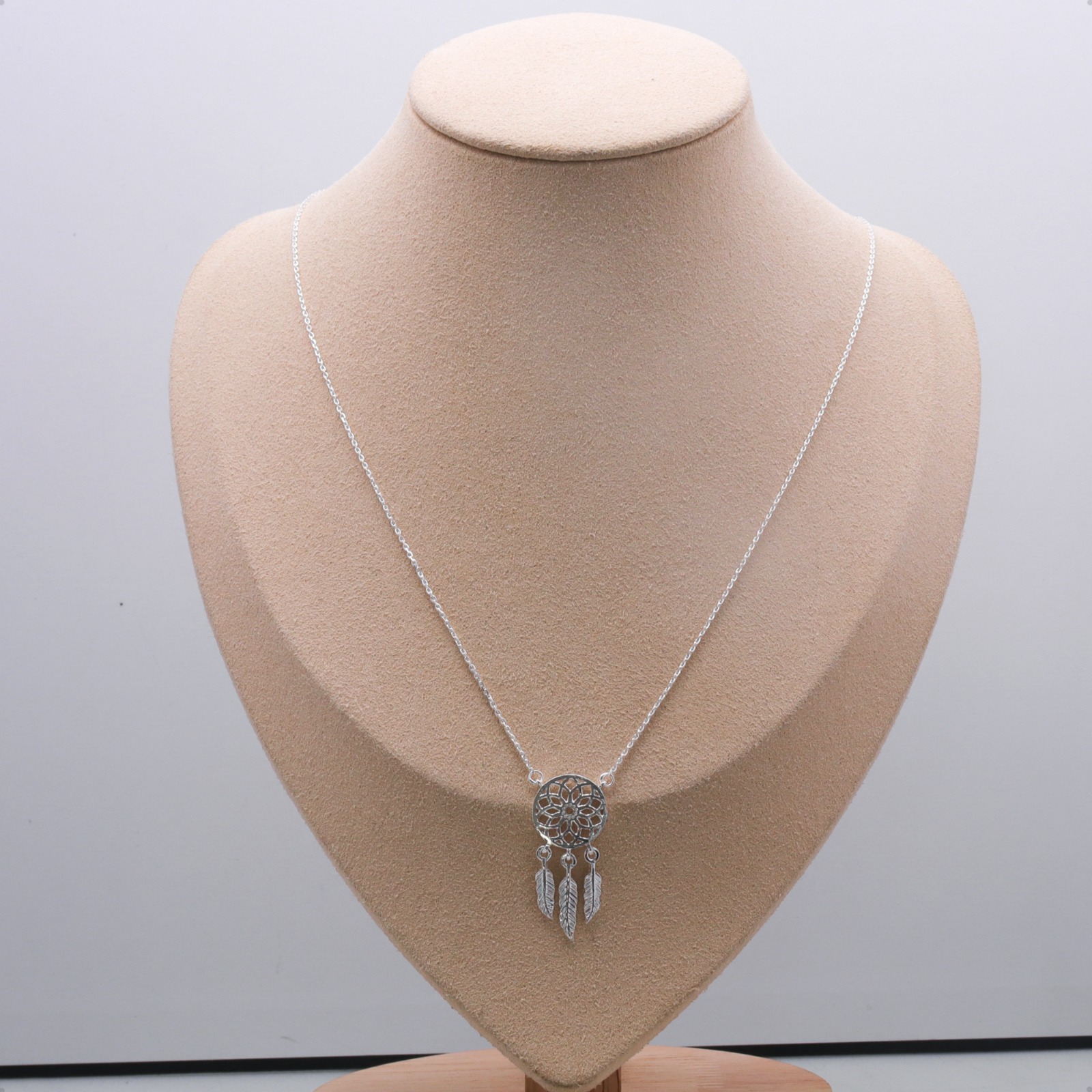 Collar Semanario Con Medalla Dije Atrapasueños Plata Ley 925