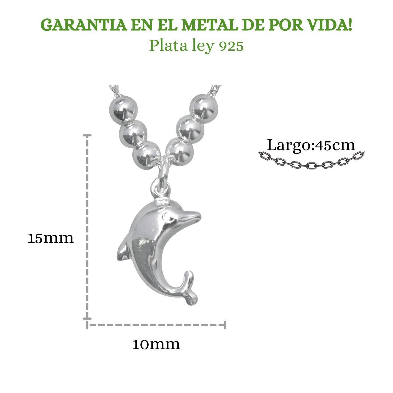 Collar Semanario Con Medalla / Dije Delfín Plata Ley 925