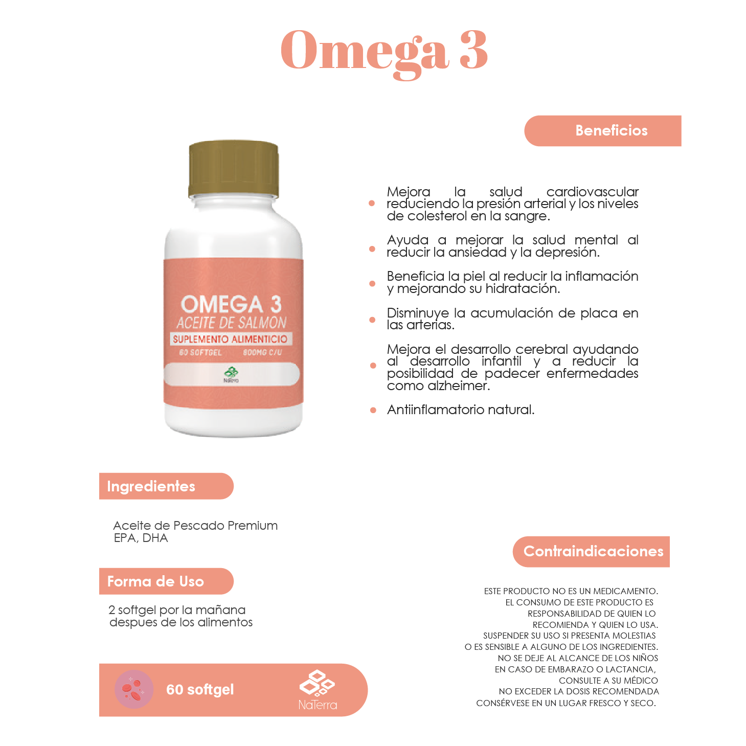 Omega 3 NaTerra 60 gelcaps