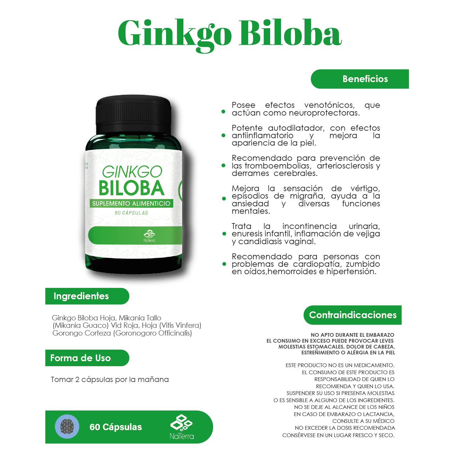 Ginkgo Biloba NaTerra 60 capsulas