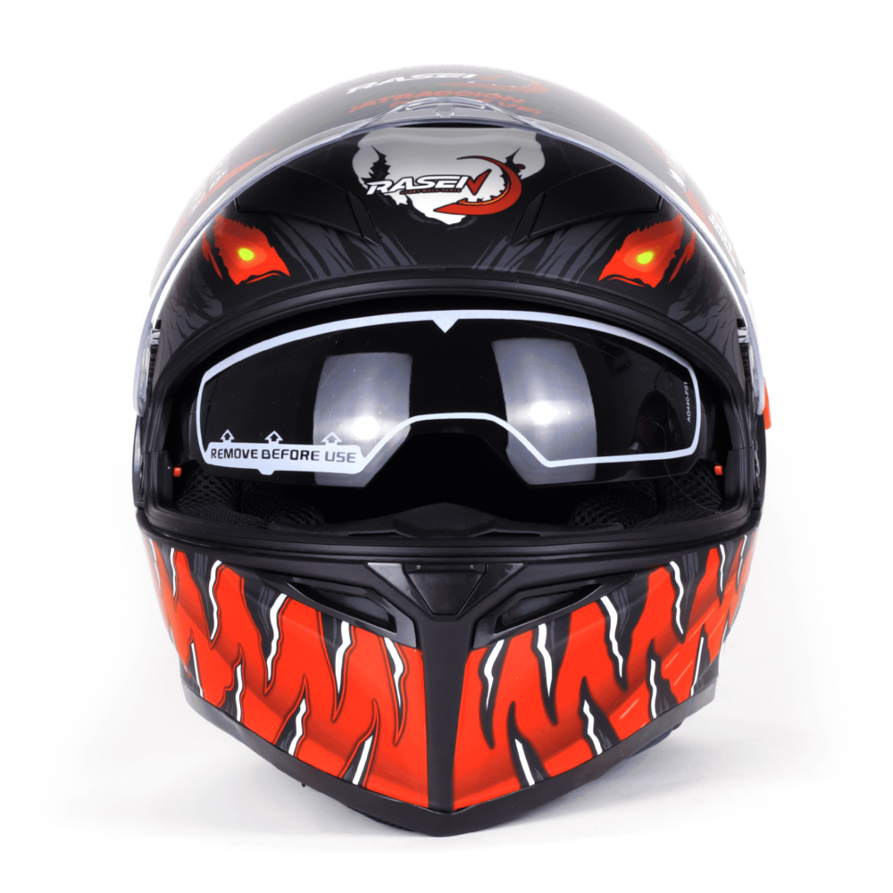 Casco cerrado para motocicleta RASEN Certificación DOT Color Negro con Rojo y Blanco