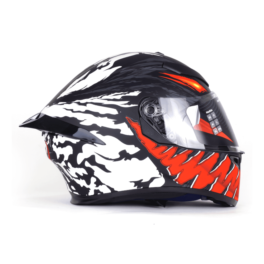 Casco cerrado para motocicleta RASEN Certificación DOT Color Negro con Rojo y Blanco