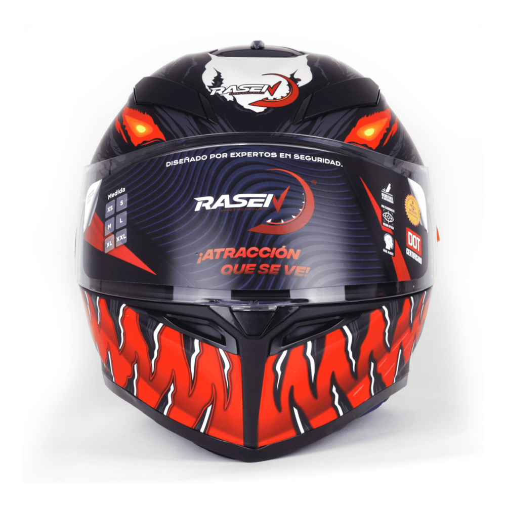 Casco cerrado para motocicleta RASEN Certificación DOT Color Negro con Rojo y Blanco