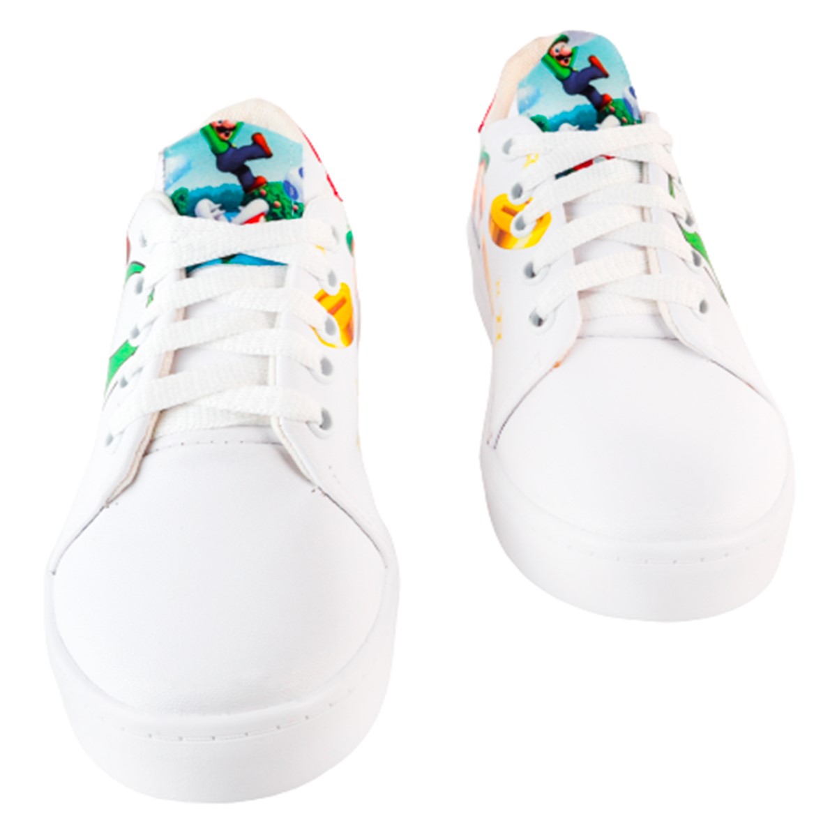 Tenis Super Mario Bros Luigi Videojuego Agujeta Cómodos 447-bmb Blanco.