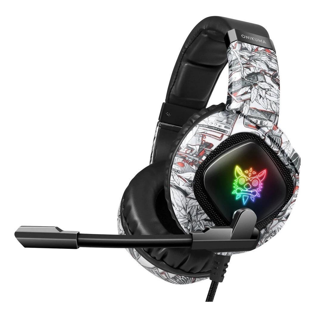 Audífonos gamer Onikuma K19 camuflaje blanco con luz rgb LED