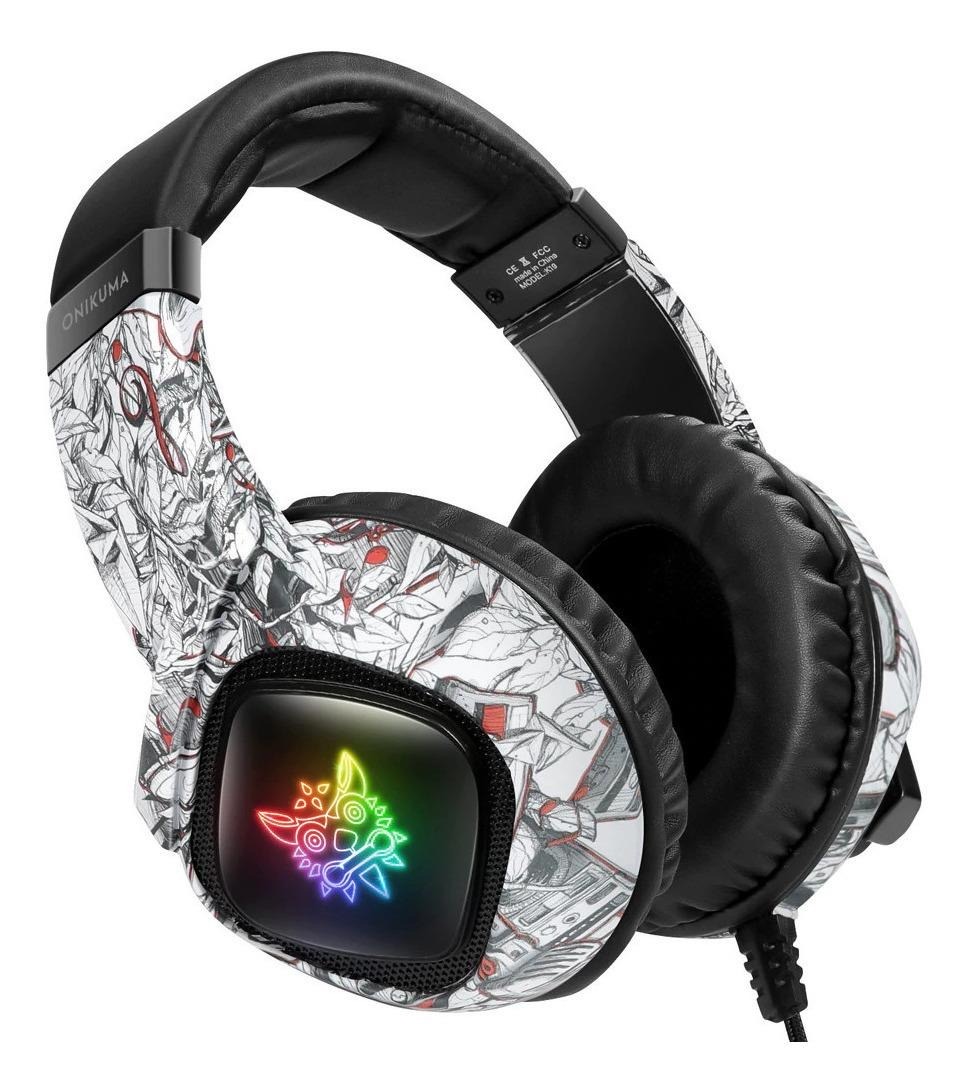 Audífonos gamer Onikuma K19 camuflaje blanco con luz rgb LED