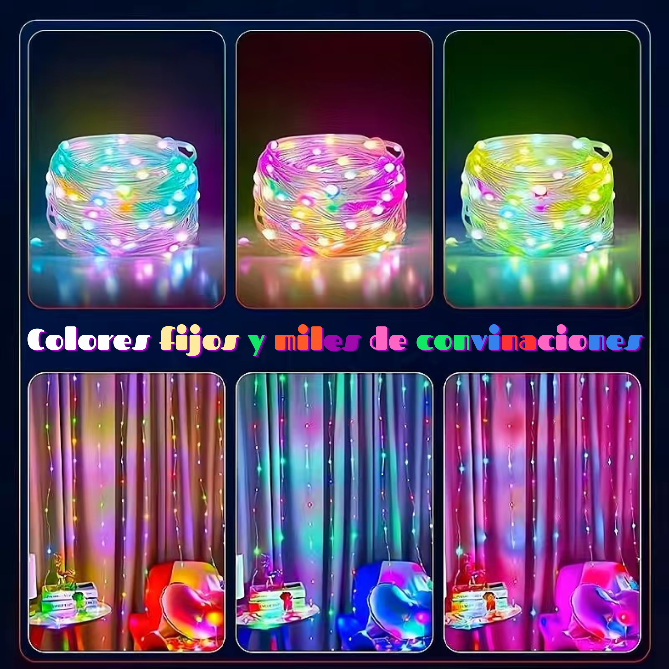 Serie de Luces Led con cubierta PVC Efecto Arcoiris RGBIC/RGBHUB10 metros 100 Leds luces decorativas
