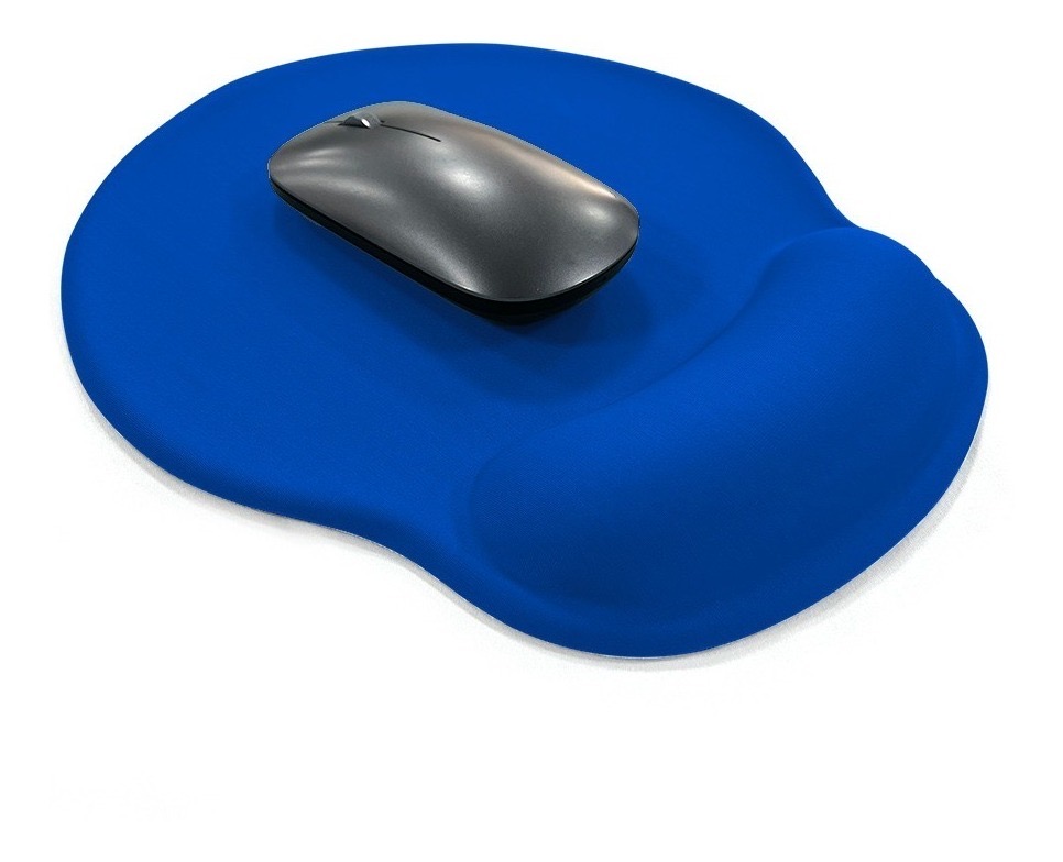 Mousepad Tapete Ergonomico De Gel Antideslizante Negro Raton Azul