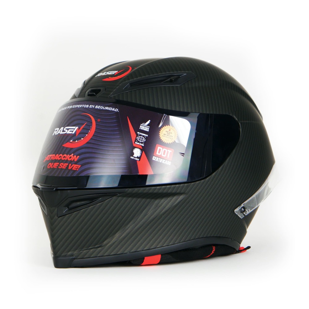 Casco para motocicleta cerrado RASEN Certificación DOT Fibra de carbono color Negro