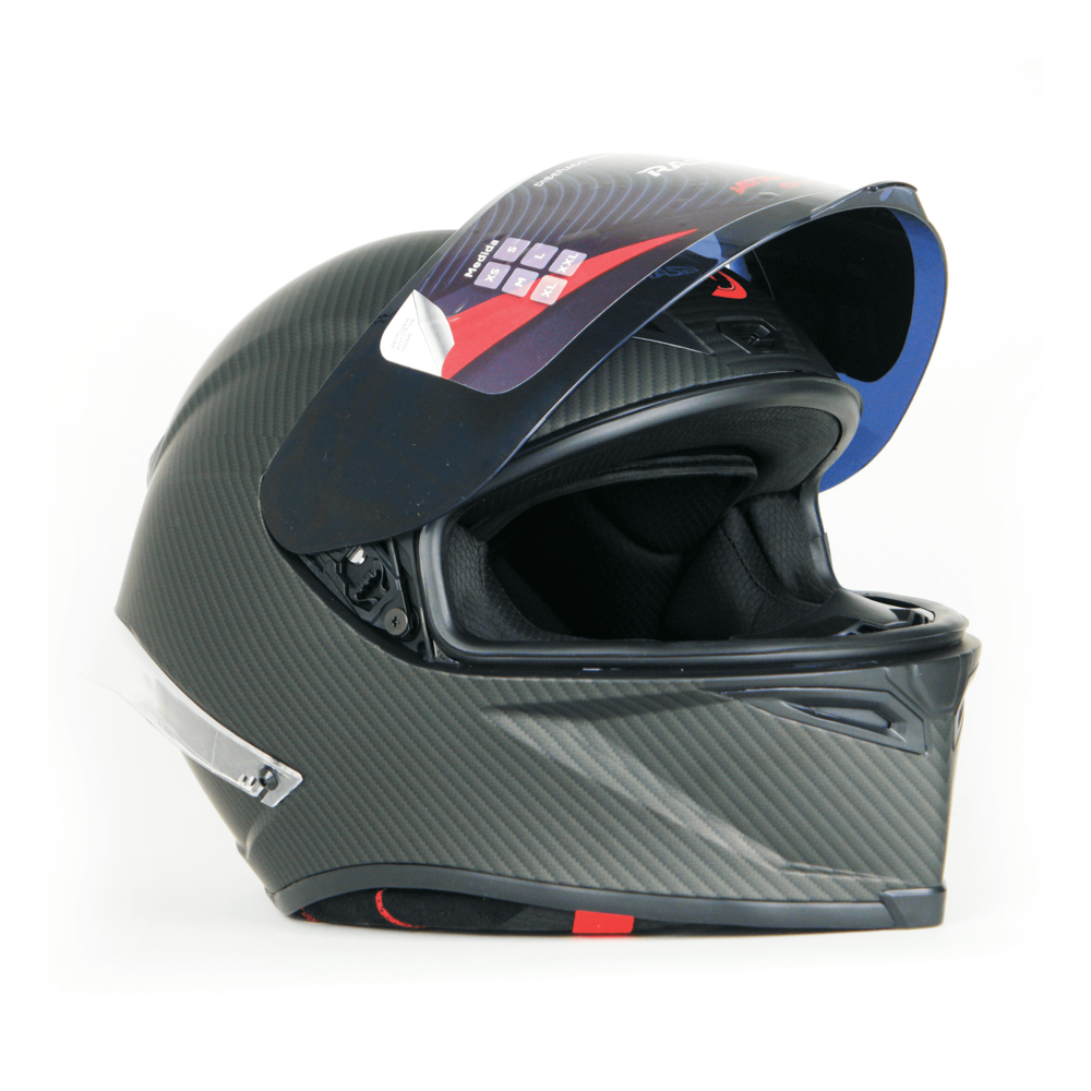 Casco para motocicleta cerrado RASEN Certificación DOT Fibra de carbono color Negro