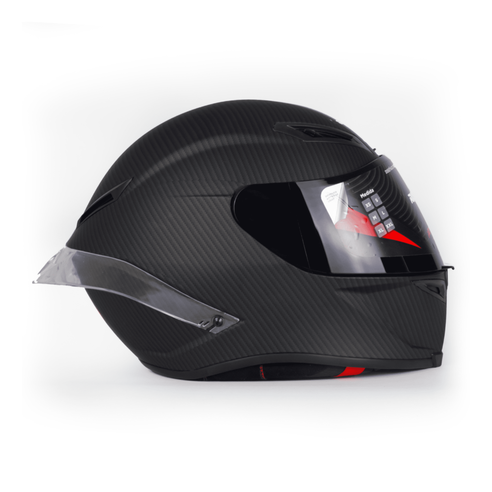 Casco para motocicleta cerrado RASEN Certificación DOT Fibra de carbono  color Negro