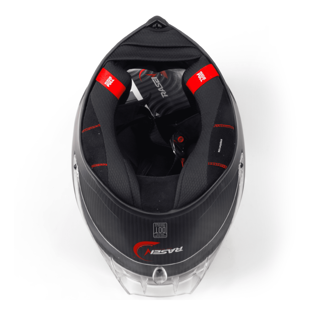 Casco para motocicleta cerrado RASEN Certificación DOT Fibra de carbono color Negro