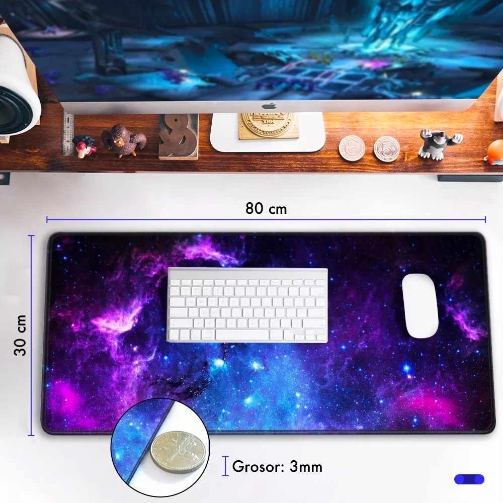Pad Gamer Alfombrilla Ratón 80x30cm Profesional Galaxia